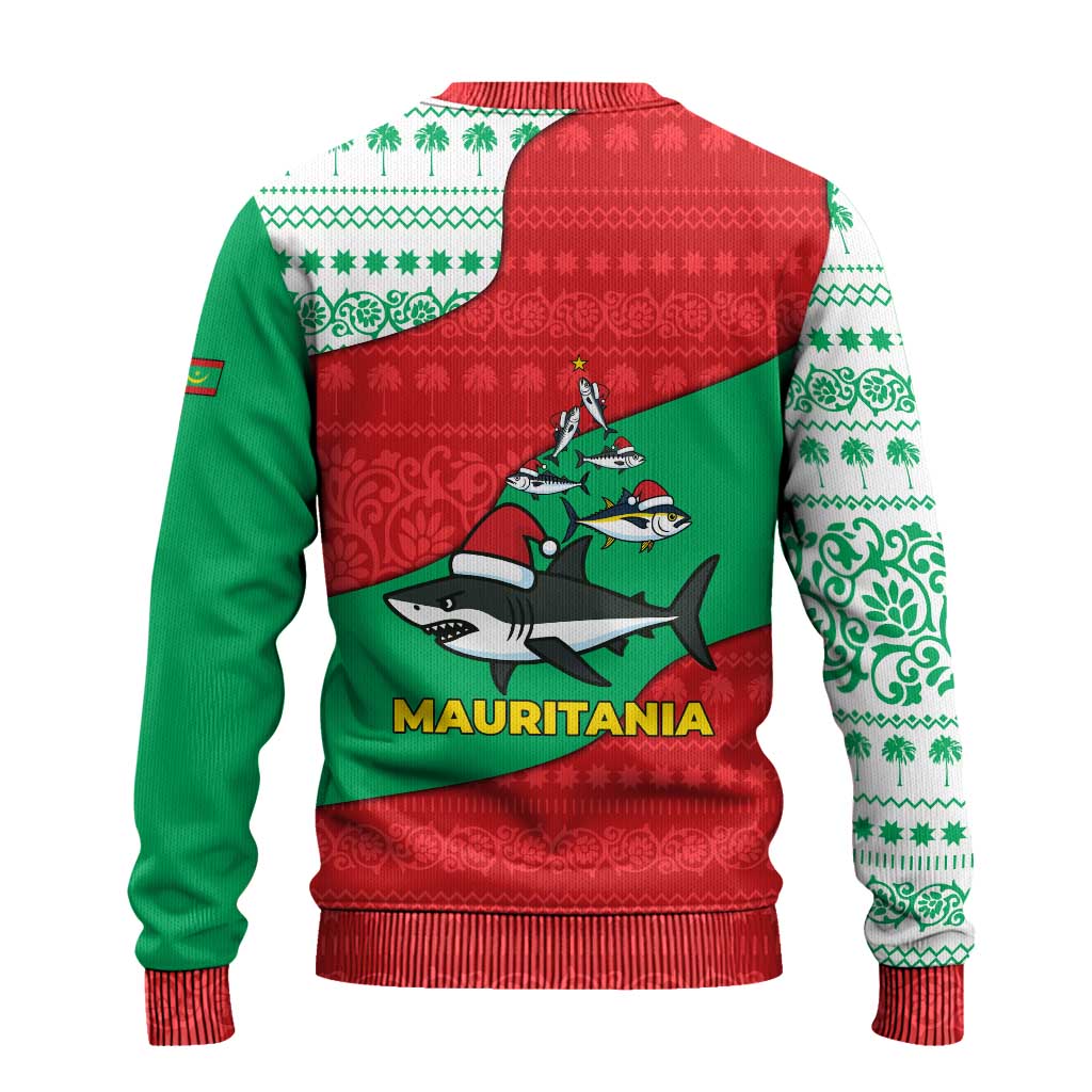Mauritania Christmas Ugly Christmas Sweater with Santa Sharks Festive Fish Pattern and Red Green Holiday Design - Wonder Print Shop