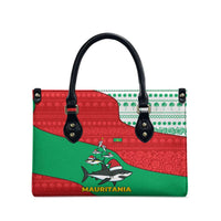 Mauritania Christmas Leather Bag with Santa Sharks Festive Fish Pattern and Red Green Holiday Design - Wonder Print Shop