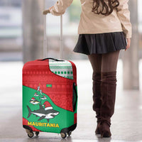 Mauritania Christmas Luggage Cover with Santa Sharks Festive Fish Pattern and Red Green Holiday Design - Wonder Print Shop