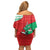 Mauritania Christmas Off Shoulder Short Dress with Santa Sharks Festive Fish Pattern and Red Green Holiday Design - Wonder Print Shop