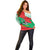 Mauritania Christmas Off Shoulder Sweater with Santa Sharks Festive Fish Pattern and Red Green Holiday Design - Wonder Print Shop