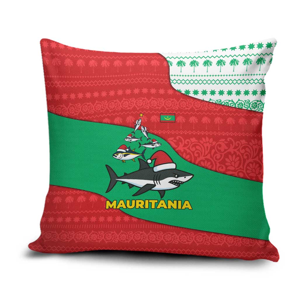 Mauritania Christmas Pillow Cover with Santa Sharks Festive Fish Pattern and Red Green Holiday Design - Wonder Print Shop