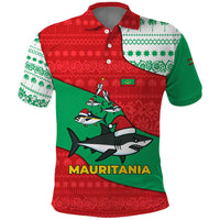 Mauritania Christmas Polo Shirt with Santa Sharks Festive Fish Pattern and Red Green Holiday Design - Wonder Print Shop