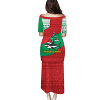 Mauritania Christmas Puletasi with Santa Sharks Festive Fish Pattern and Red Green Holiday Design - Wonder Print Shop