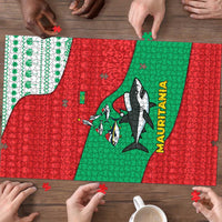Mauritania Christmas Puzzle with Santa Sharks Festive Fish Pattern and Red Green Holiday Design - Wonder Print Shop
