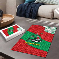 Mauritania Christmas Puzzle with Santa Sharks Festive Fish Pattern and Red Green Holiday Design - Wonder Print Shop