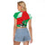 Mauritania Christmas Raglan Cropped T Shirt with Santa Sharks Festive Fish Pattern and Red Green Holiday Design - Wonder Print Shop