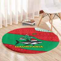 Mauritania Christmas Round Carpet with Santa Sharks Festive Fish Pattern and Red Green Holiday Design - Wonder Print Shop