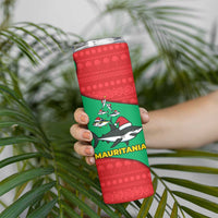 Mauritania Christmas Skinny Tumbler with Santa Sharks Festive Fish Pattern and Red Green Holiday Design - Wonder Print Shop