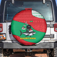 Mauritania Christmas Spare Tire Cover with Santa Sharks Festive Fish Pattern and Red Green Holiday Design - Wonder Print Shop