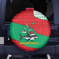 Mauritania Christmas Spare Tire Cover with Santa Sharks Festive Fish Pattern and Red Green Holiday Design - Wonder Print Shop
