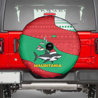 Mauritania Christmas Spare Tire Cover with Santa Sharks Festive Fish Pattern and Red Green Holiday Design - Wonder Print Shop