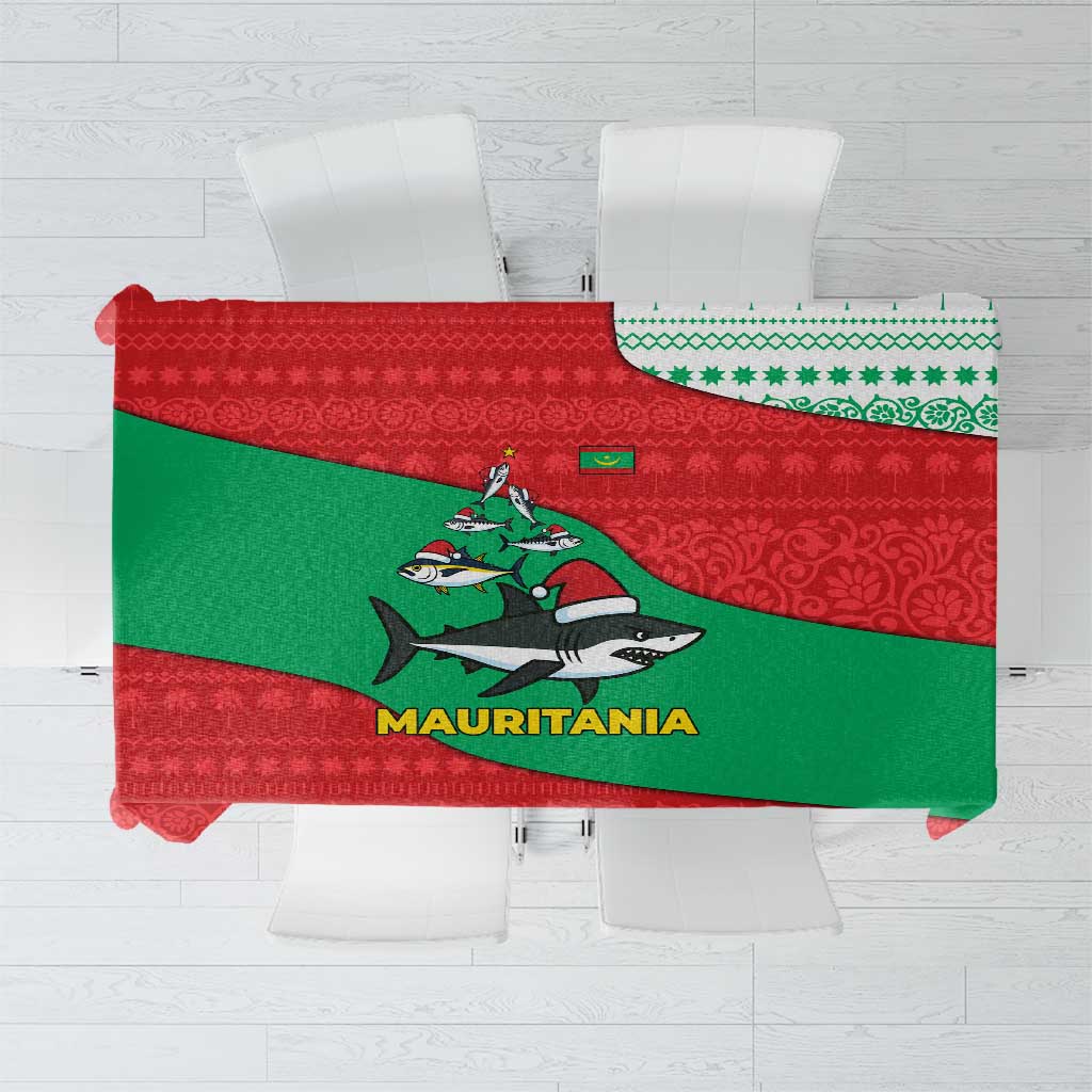 Mauritania Christmas Tablecloth with Santa Sharks Festive Fish Pattern and Red Green Holiday Design - Wonder Print Shop