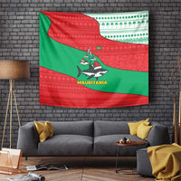 Mauritania Christmas Tapestry with Santa Sharks Festive Fish Pattern and Red Green Holiday Design - Wonder Print Shop