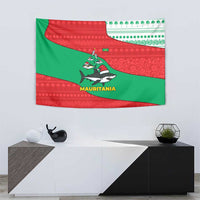 Mauritania Christmas Tapestry with Santa Sharks Festive Fish Pattern and Red Green Holiday Design - Wonder Print Shop