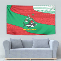 Mauritania Christmas Tapestry with Santa Sharks Festive Fish Pattern and Red Green Holiday Design - Wonder Print Shop