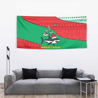 Mauritania Christmas Tapestry with Santa Sharks Festive Fish Pattern and Red Green Holiday Design - Wonder Print Shop