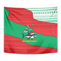 Mauritania Christmas Tapestry with Santa Sharks Festive Fish Pattern and Red Green Holiday Design - Wonder Print Shop