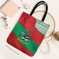 Mauritania Christmas Tote Bag with Santa Sharks Festive Fish Pattern and Red Green Holiday Design - Wonder Print Shop