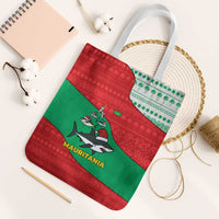 Mauritania Christmas Tote Bag with Santa Sharks Festive Fish Pattern and Red Green Holiday Design - Wonder Print Shop