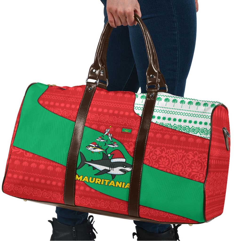 Mauritania Christmas Travel Bag with Santa Sharks Festive Fish Pattern and Red Green Holiday Design - Wonder Print Shop