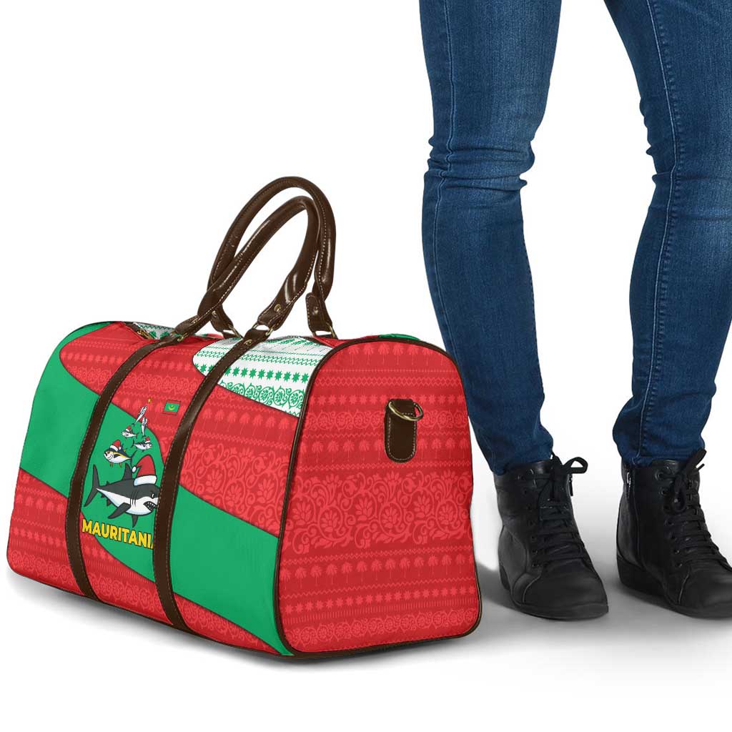 Mauritania Christmas Travel Bag with Santa Sharks Festive Fish Pattern and Red Green Holiday Design - Wonder Print Shop
