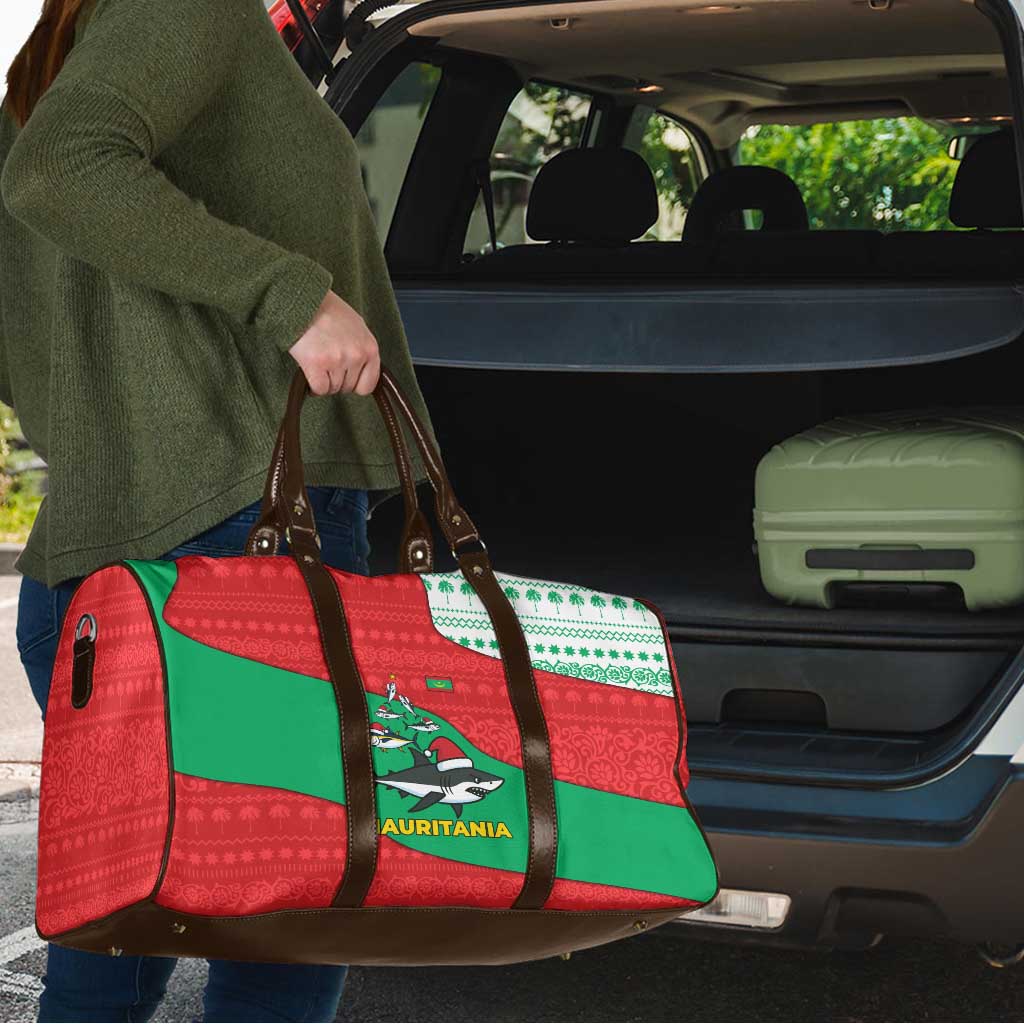 Mauritania Christmas Travel Bag with Santa Sharks Festive Fish Pattern and Red Green Holiday Design - Wonder Print Shop
