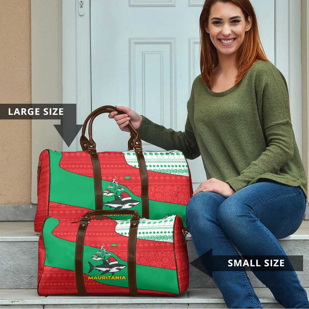 Mauritania Christmas Travel Bag with Santa Sharks Festive Fish Pattern and Red Green Holiday Design - Wonder Print Shop