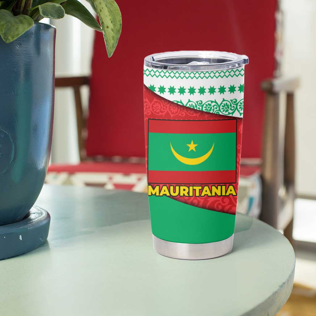 Mauritania Christmas Tumbler Cup with Santa Sharks Festive Fish Pattern and Red Green Holiday Design - Wonder Print Shop
