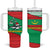 Mauritania Christmas Tumbler With Handle with Santa Sharks Festive Fish Pattern and Red Green Holiday Design - Wonder Print Shop