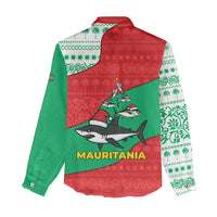 Mauritania Christmas Women Casual Shirt with Santa Sharks Festive Fish Pattern and Red Green Holiday Design - Wonder Print Shop