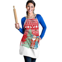 Belarus Christmas Apron with Ded Moroz Snow Maiden Christmas Tree and Nordic Pattern Design - Wonder Print Shop