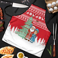 Belarus Christmas Apron with Ded Moroz Snow Maiden Christmas Tree and Nordic Pattern Design - Wonder Print Shop