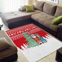 Belarus Christmas Area Rug with Ded Moroz Snow Maiden Christmas Tree and Nordic Pattern Design - Wonder Print Shop