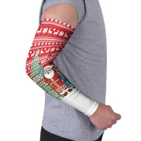 Belarus Christmas Arm Sleeves with Ded Moroz Snow Maiden Christmas Tree and Nordic Pattern Design - Wonder Print Shop
