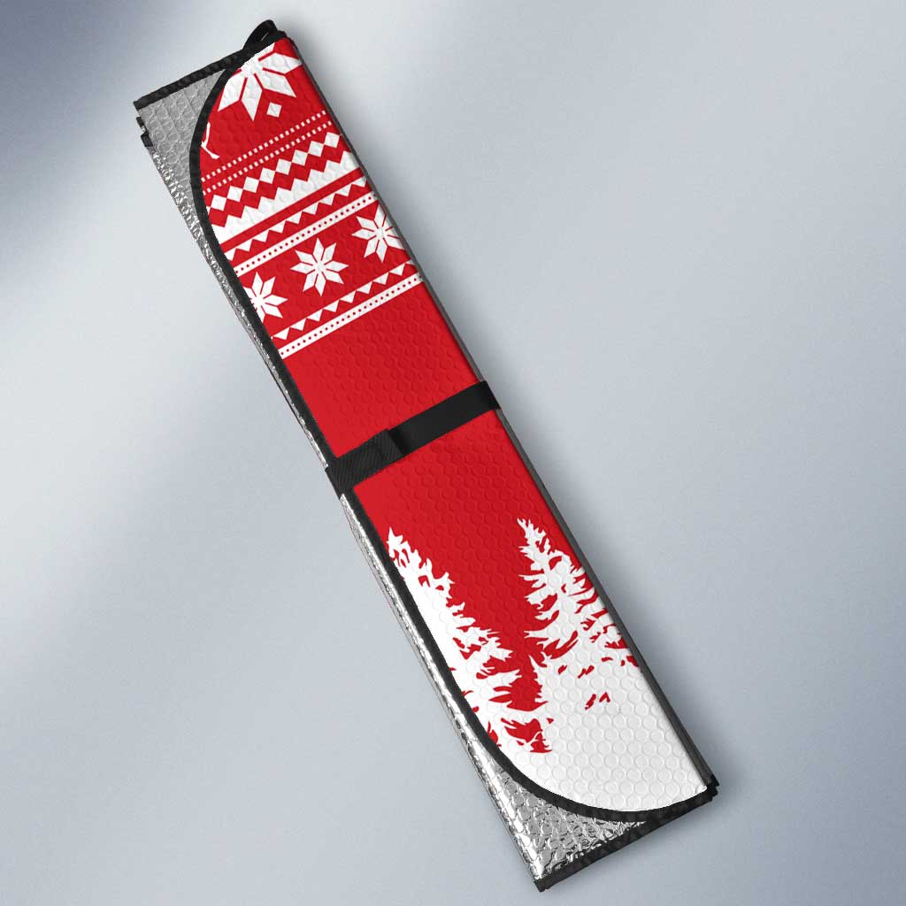 Belarus Christmas Auto Sun Shade with Ded Moroz Snow Maiden Christmas Tree and Nordic Pattern Design - Wonder Print Shop