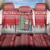 Belarus Christmas Back Car Seat Cover with Ded Moroz Snow Maiden Christmas Tree and Nordic Pattern Design - Wonder Print Shop