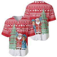 Belarus Christmas Baseball Jersey with Ded Moroz Snow Maiden Christmas Tree and Nordic Pattern Design - Wonder Print Shop