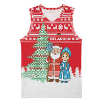 Belarus Christmas Basketball Jersey with Ded Moroz Snow Maiden Christmas Tree and Nordic Pattern Design - Wonder Print Shop