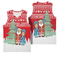 Belarus Christmas Basketball Jersey with Ded Moroz Snow Maiden Christmas Tree and Nordic Pattern Design - Wonder Print Shop