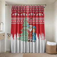 Belarus Christmas Bathroom Set with Ded Moroz Snow Maiden Christmas Tree and Nordic Pattern Design - Wonder Print Shop