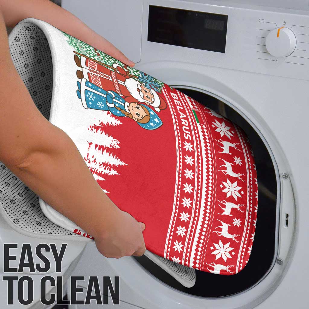 Belarus Christmas Bathroom Set with Ded Moroz Snow Maiden Christmas Tree and Nordic Pattern Design - Wonder Print Shop