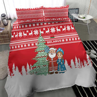 Belarus Christmas Bedding Set with Ded Moroz Snow Maiden Christmas Tree and Nordic Pattern Design - Wonder Print Shop