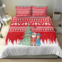 Belarus Christmas Bedding Set with Ded Moroz Snow Maiden Christmas Tree and Nordic Pattern Design - Wonder Print Shop