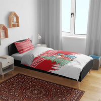 Belarus Christmas Bedding Set with Ded Moroz Snow Maiden Christmas Tree and Nordic Pattern Design - Wonder Print Shop