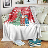 Belarus Christmas Blanket with Ded Moroz Snow Maiden Christmas Tree and Nordic Pattern Design - Wonder Print Shop