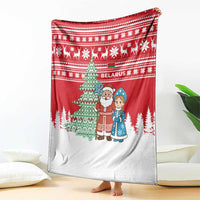 Belarus Christmas Blanket with Ded Moroz Snow Maiden Christmas Tree and Nordic Pattern Design - Wonder Print Shop