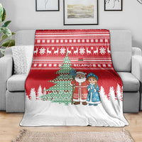 Belarus Christmas Blanket with Ded Moroz Snow Maiden Christmas Tree and Nordic Pattern Design - Wonder Print Shop