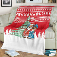 Belarus Christmas Blanket with Ded Moroz Snow Maiden Christmas Tree and Nordic Pattern Design - Wonder Print Shop