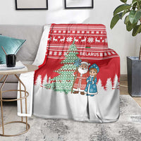 Belarus Christmas Blanket with Ded Moroz Snow Maiden Christmas Tree and Nordic Pattern Design - Wonder Print Shop